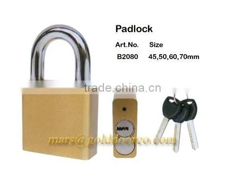 Small Rounded Corner Brass Padlock with PC Keys