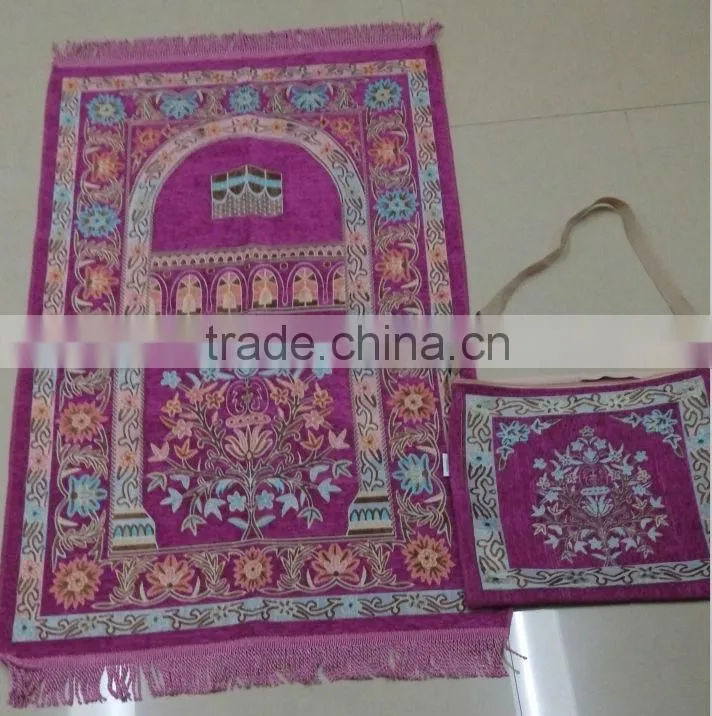 BT- 607adult muslim prayer mat and rugs with bag Haji gift