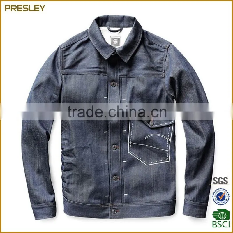 2016 new arrival bulk plain cotton washing fashion men denim jacket