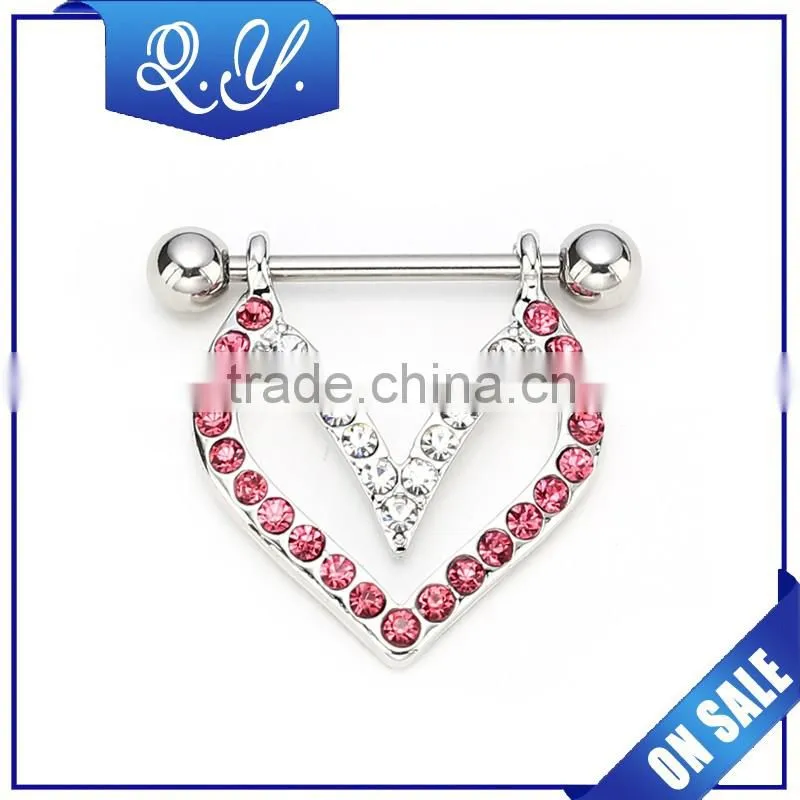 Heart shaped vibrating nipple rings