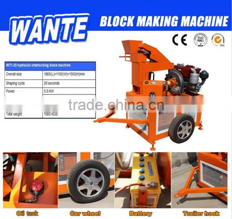 WT1-20 solid block making machine for south africa
