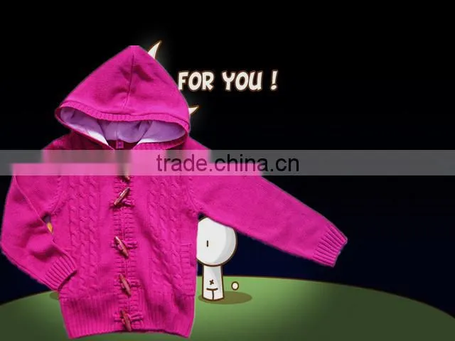 made in China winter toddler children girls hoodie sweater button cardigan with polar fleece lining
