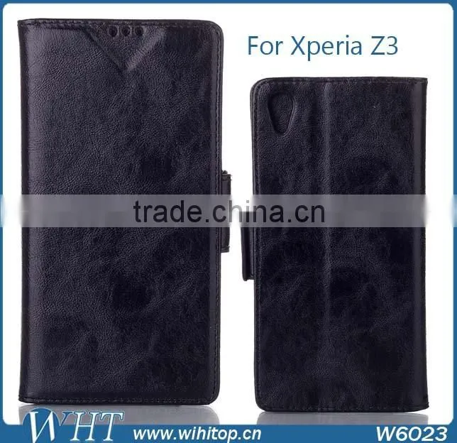 Pu Leather Card Holder Wallet Flip Side Open Case Cover For Sony Xperia Z3 L55T L55U D6653