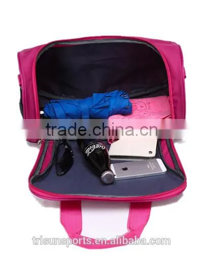 2015 latest handled women polyester colorful gym bag from china