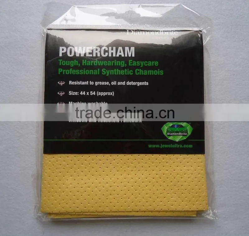 Super oil absorbent chamois car cleaning cloth ( 100%viscose + PU coating + perforation)