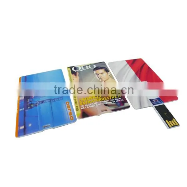Both sides full color personalized logo printing business credit card size 2gb, 4gb, 8 gb usb flash memory disk pen drive