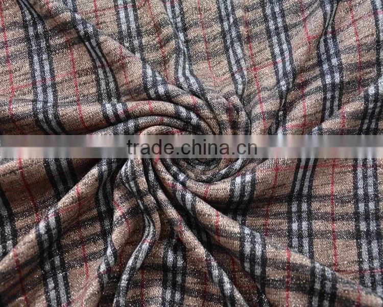 Jiufan Textile Knitted Printed Checks Design 100% Polyester Fabric For Clothing