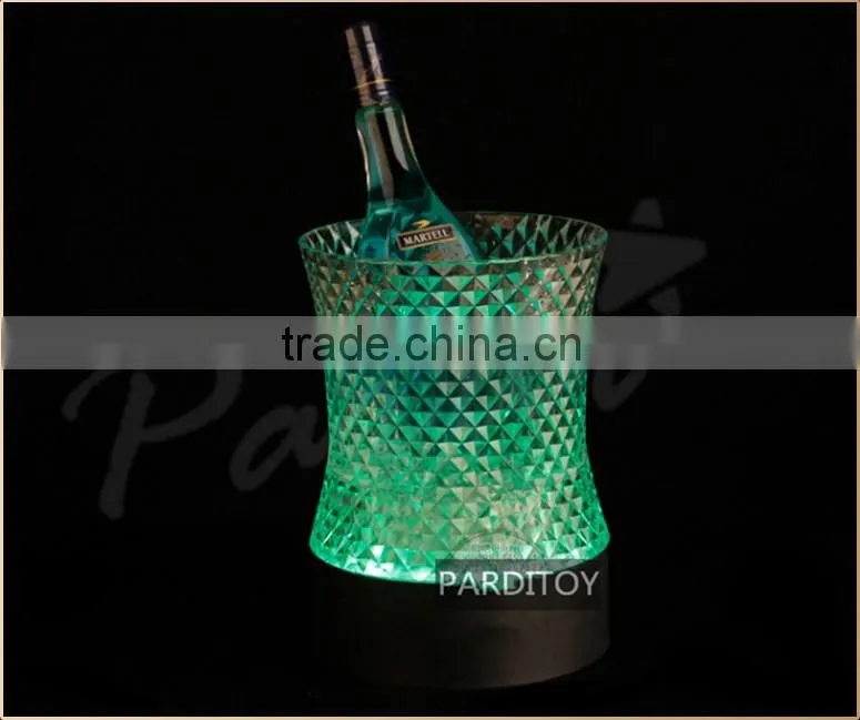 Bar cylinder shape diamond led lighted champagne ice bucket