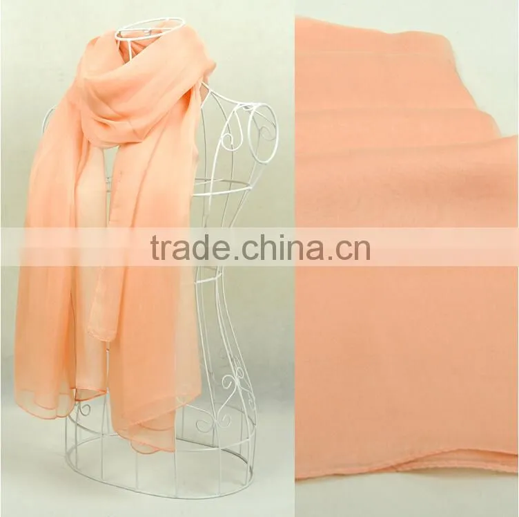 100% silk pure color long silk scarves