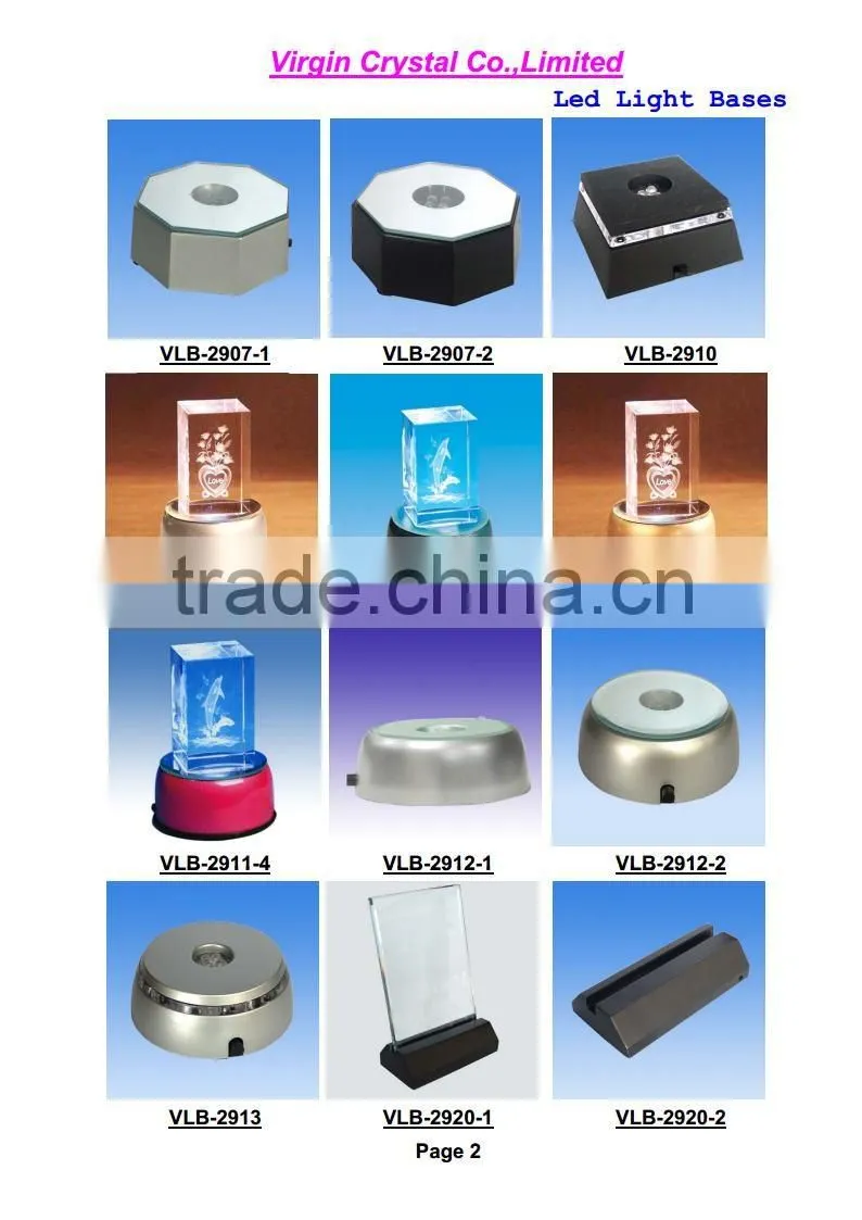 Wholesale New Arrival LED light rotating base with 3d crystal cube
