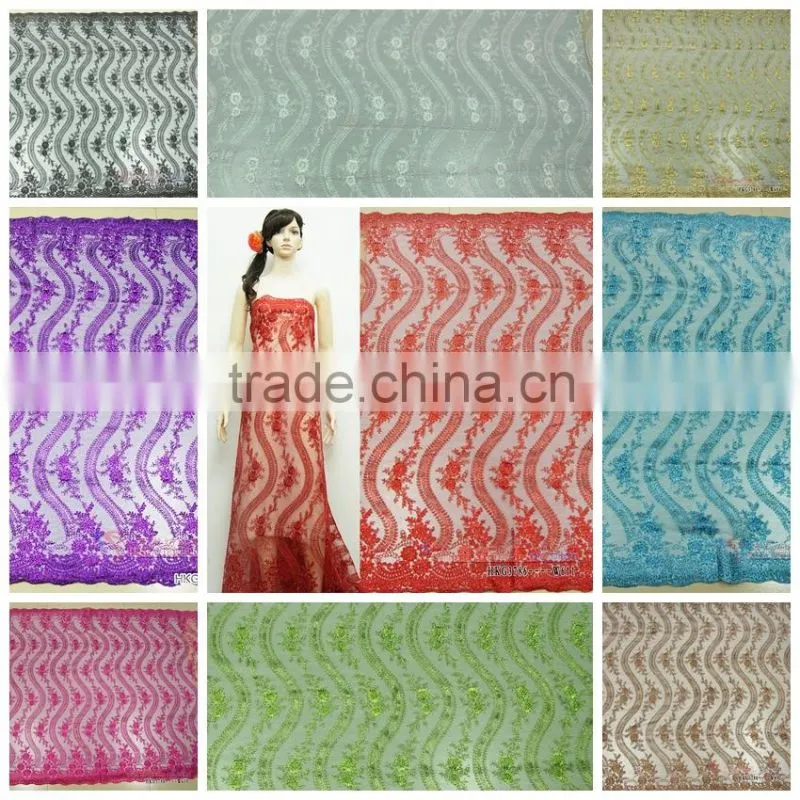 Embroidery design corded polyester lace fabric