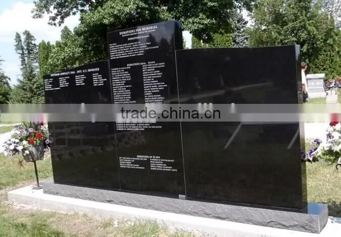 Own Factory Wall Style Mirror Polished Surface Finished Indian Black Granite Monument