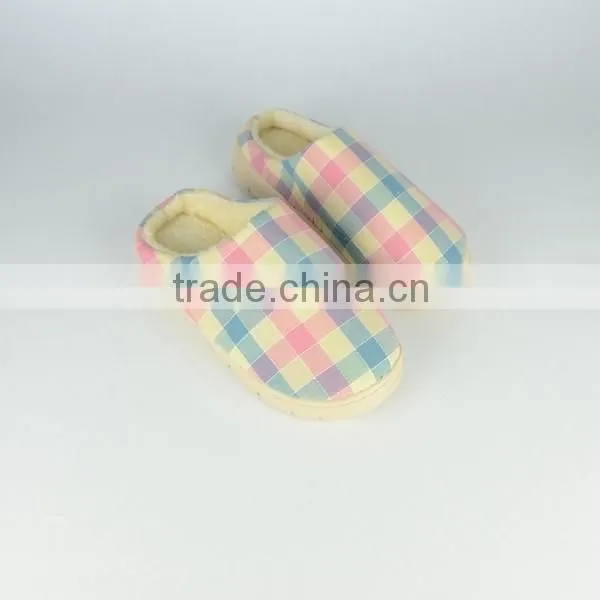 Premium quality colored cotton fleece women and men's indoor slippers