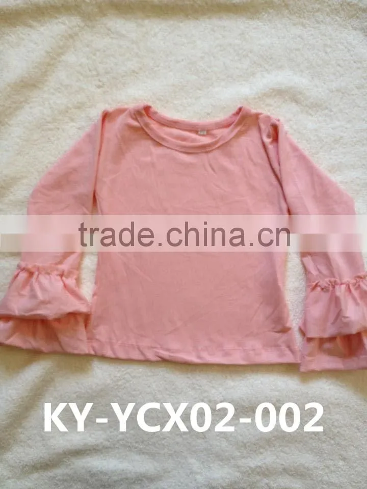Many colors half sleeve cotton girls ruffle shirt wholesale children clothing usa long sleeve children boutique summer 2016