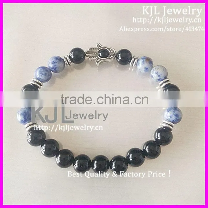 KJL-A0199Hot New Fashion Stretch Beaded Silver Hamsa Hand Bracelets Wholesale