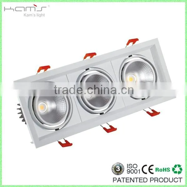 3*10w trimless recessed cob led grille light PMMA Lens adjustable spot light warm white 3000k