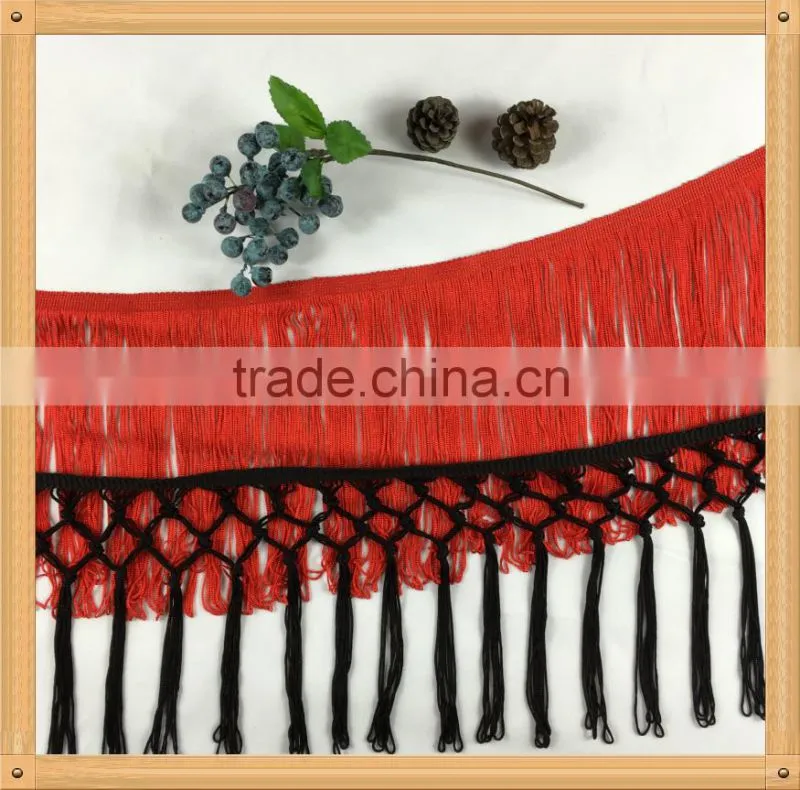 Polyester Yarn Tassel Fringe Trim For Garment , Trimming Of Home Textile