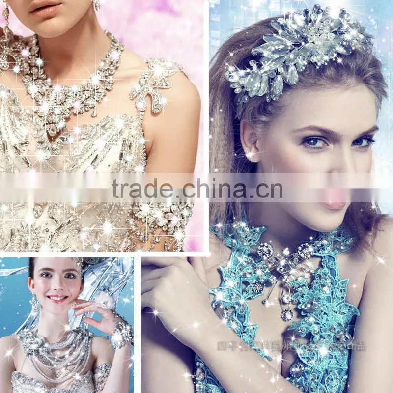 Best selling 14mm blue zircon color heart shape pointback sew on stone with base setting