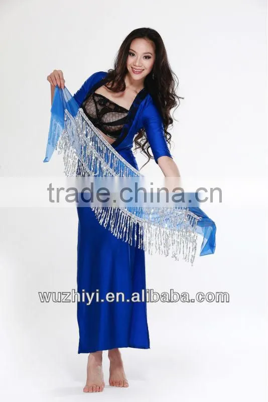 Indian sexy Belly dance dress with sequin headwear or belt and bra and long dress 3pcs (QC2081)