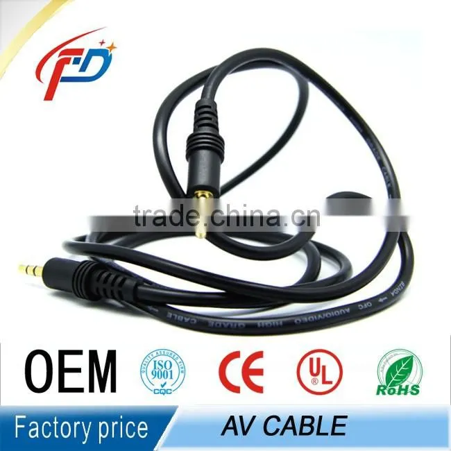 Factory wholesale jack 3.5 plug audio cable av extension cable male to female