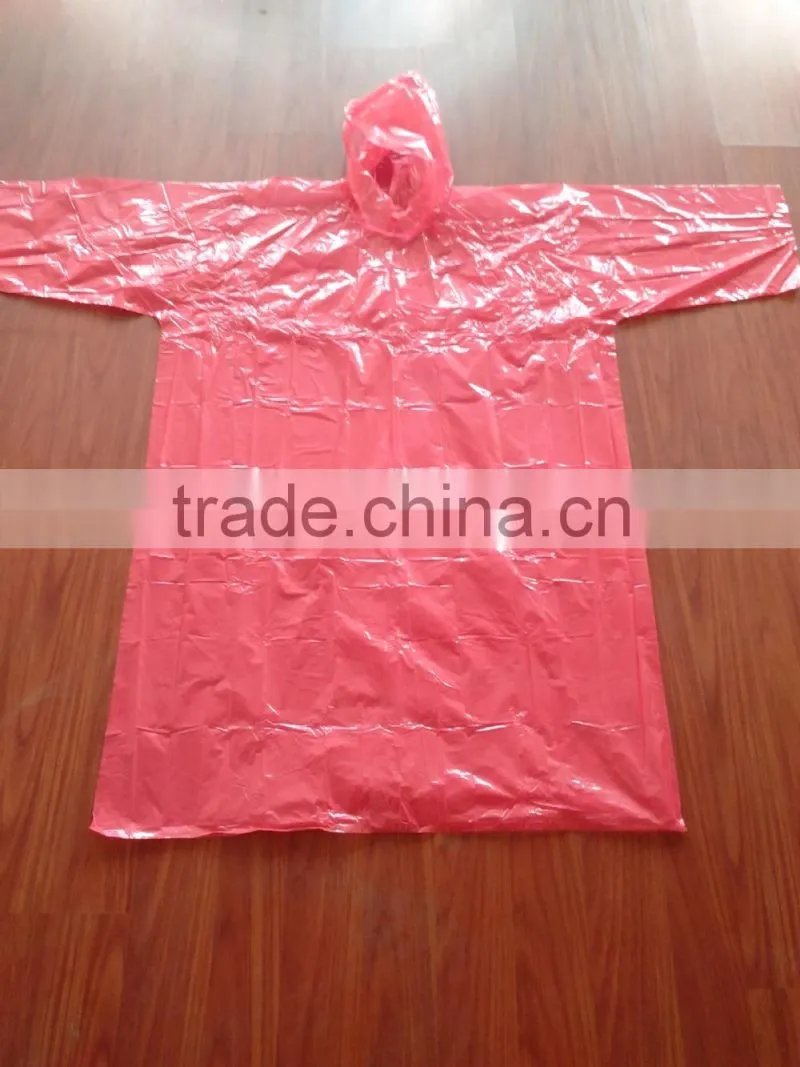 Virgin disposable plastic rain poncho with 0.015mm-0.03mm thickness