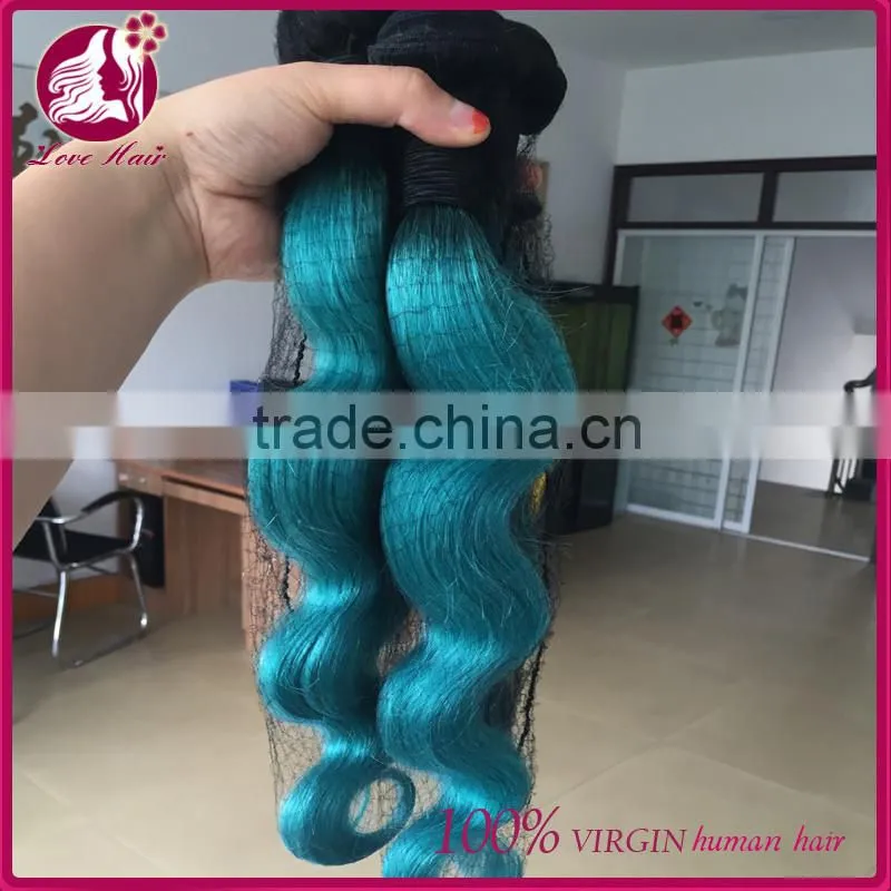 Online wholesale virgin brazilian human #1b teal two tone ombre weave hair body wave 7a hair bundles summer hairstyles