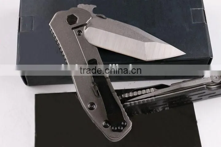 OEM carbon fiber and Titanium alloy handle folding hunting knife