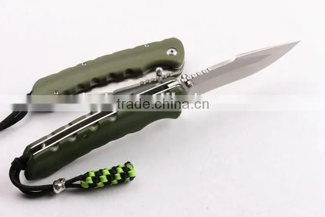 OEM D2 high speed steel blade with army green G10 handle knife