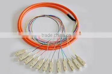 12 cores SM/MM bundle fan-out fiber optical pigtail with st connector,optical fiber st pigtails