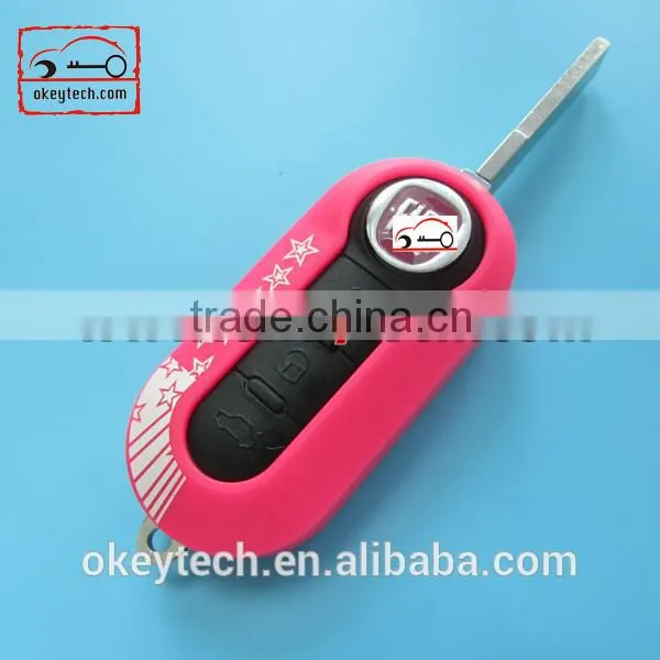 Okeytech fiat key fiat 500 3 buttons remote key cover for fiat key cover