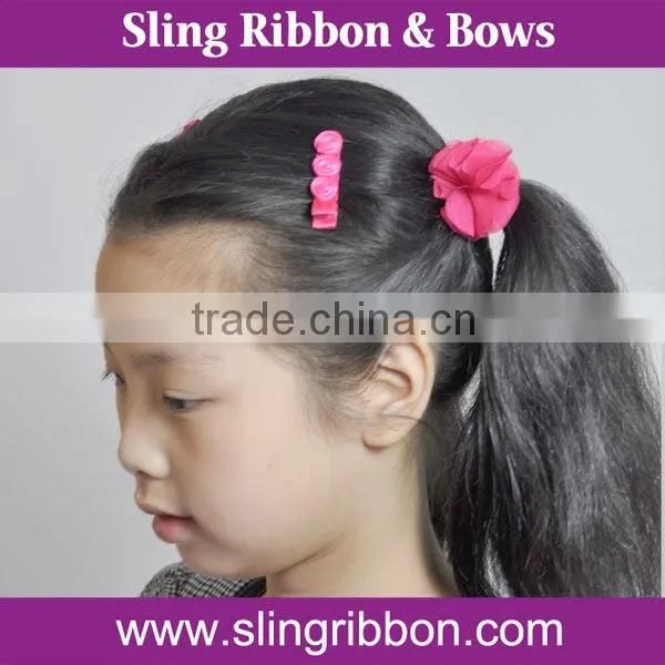 Hot Sale Pink Chiffon Flower With Elastic Loop