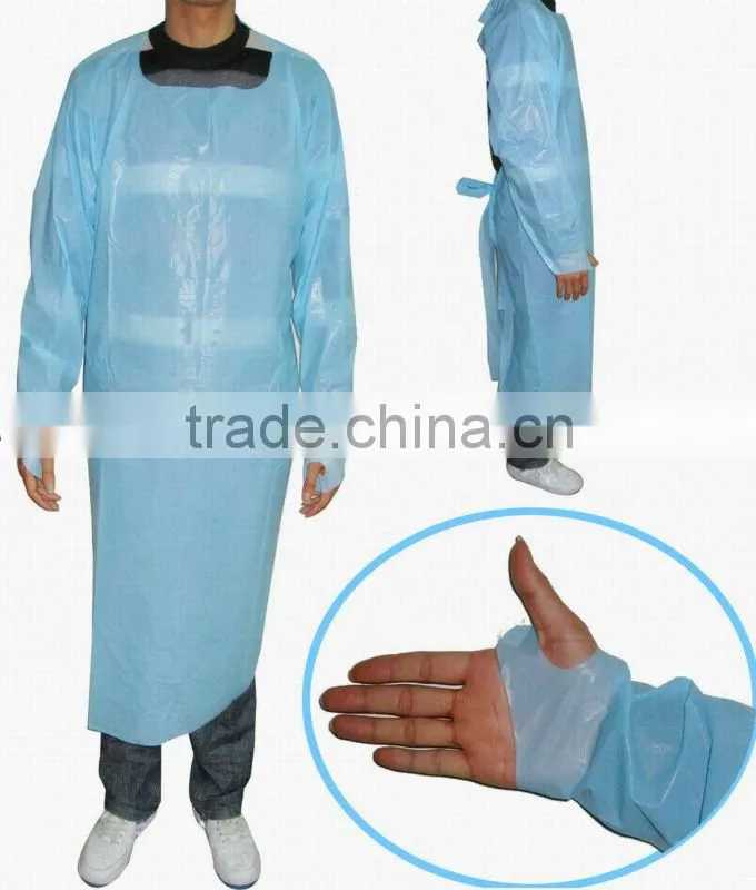 Waterproof medical isolation Hospital Disposable CPE Blue Surgical Gowns