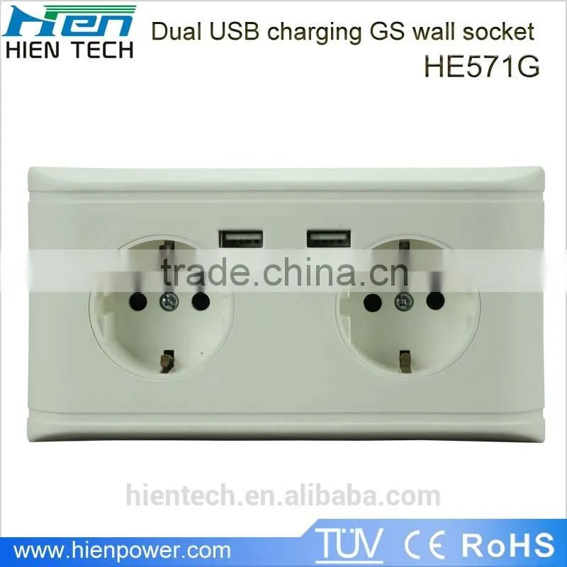 AC usb wall outlet/ usb power outlet/white color wall plug with usb