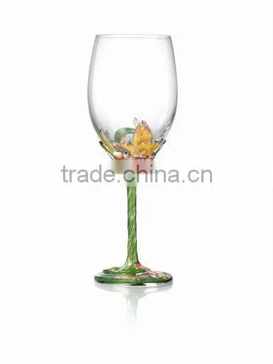 RORO Chanson orchid enamel crystal glass red wine glass