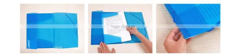 A4 Transparent Color File Folder Pocket/Transparent Document Bag with Elastic