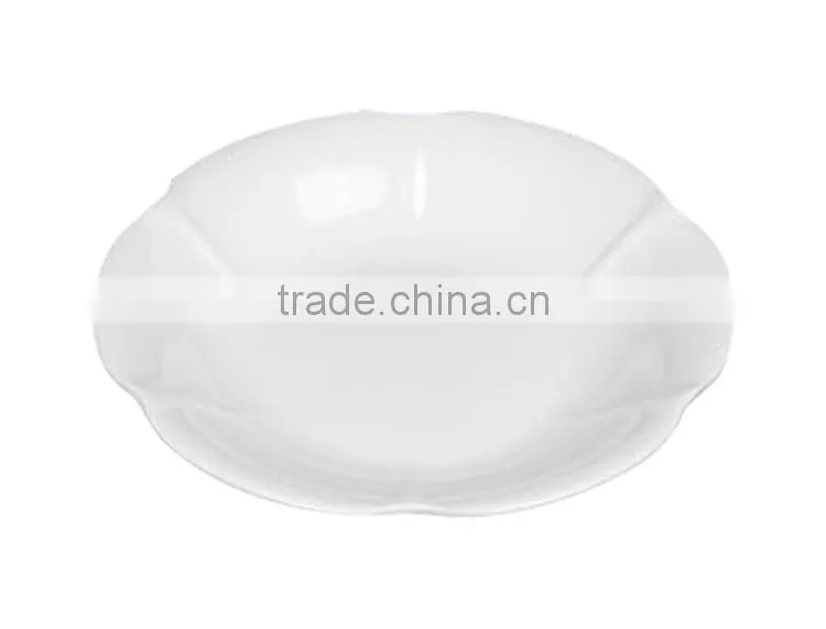 Wholesale 8" 10"12" flower shape white cheap ceramic salad plate