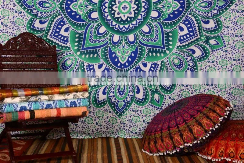 Ethnic Psychedelic Indian Ombre Mandala Lotus Wall Art Hippie Bohemian Wall Hanging Tapestry