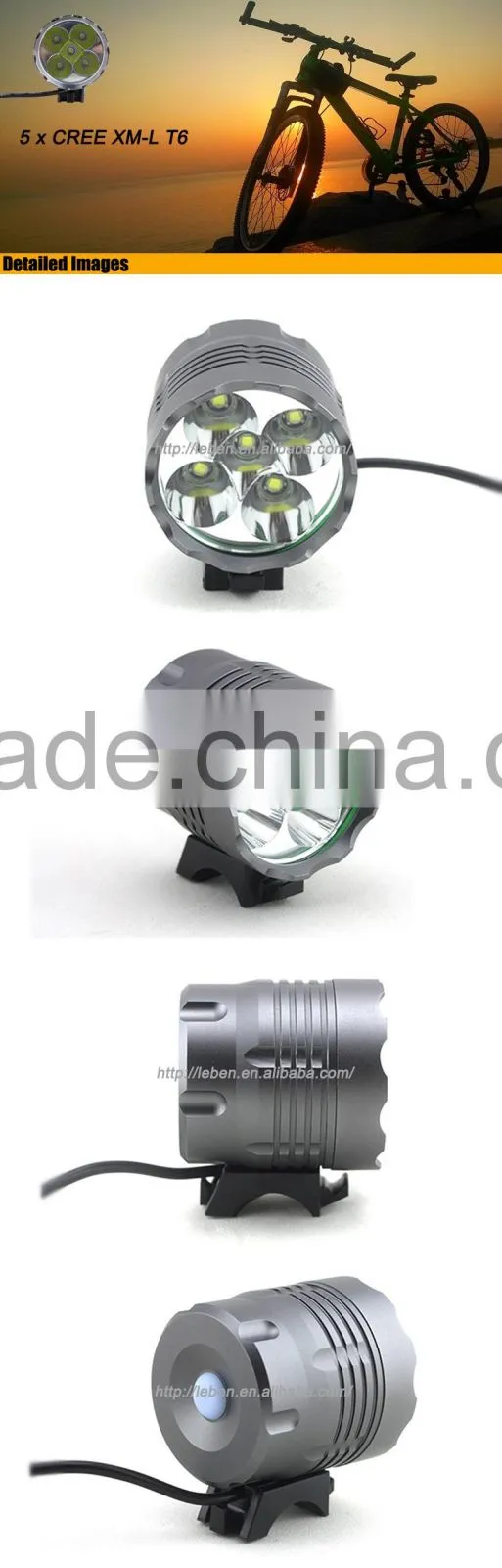 5 x Cree XM-L T6 6000LM LED Cycling Bike bicycle front light