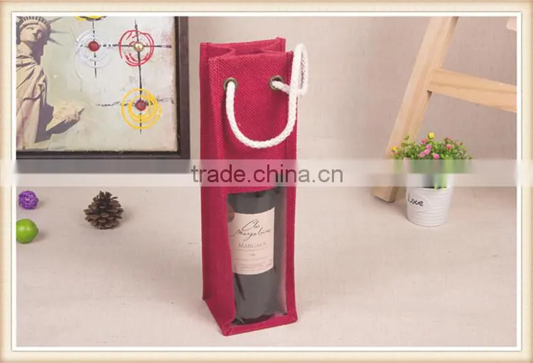 Hot sell !!! promotional gift bag jute wine bottle bag