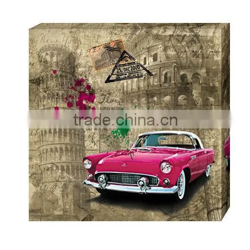 Beautiful yellow car inkjet canvas