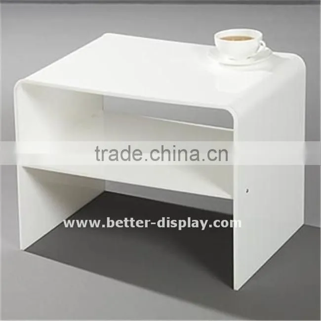high quality white acrylic dinning table with transparent table leg