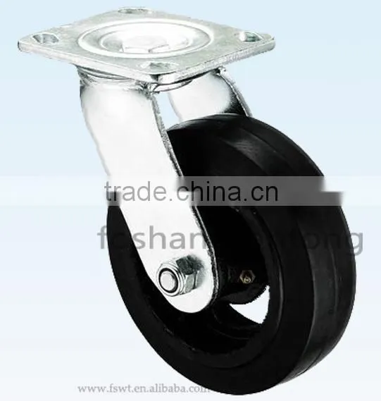 5 Inch Industrial Black Rubber Fixed Hardware Caster