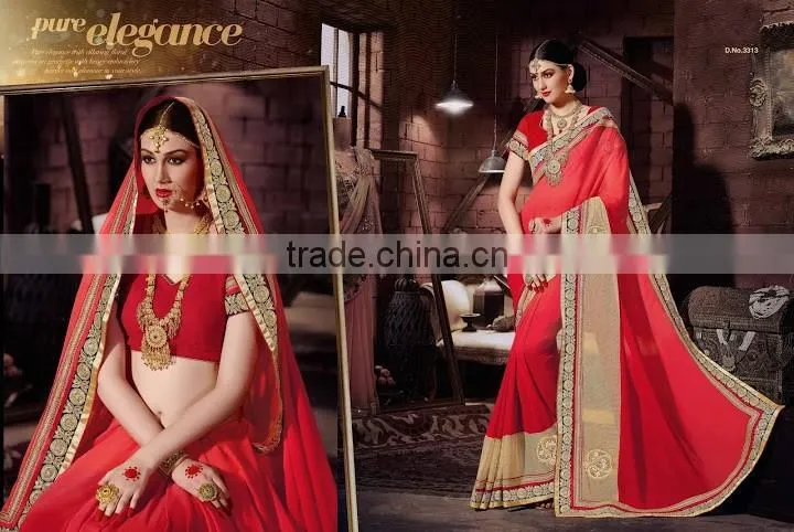 Blue Georgette On Net Designer Lehenga Saree