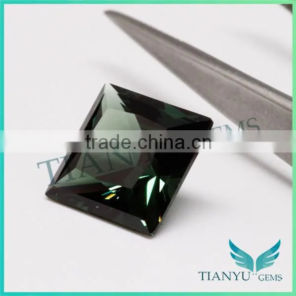 High temperature resistant 10x10mm 152# dark green tourmaline square step cut synthetic gemstone spinel