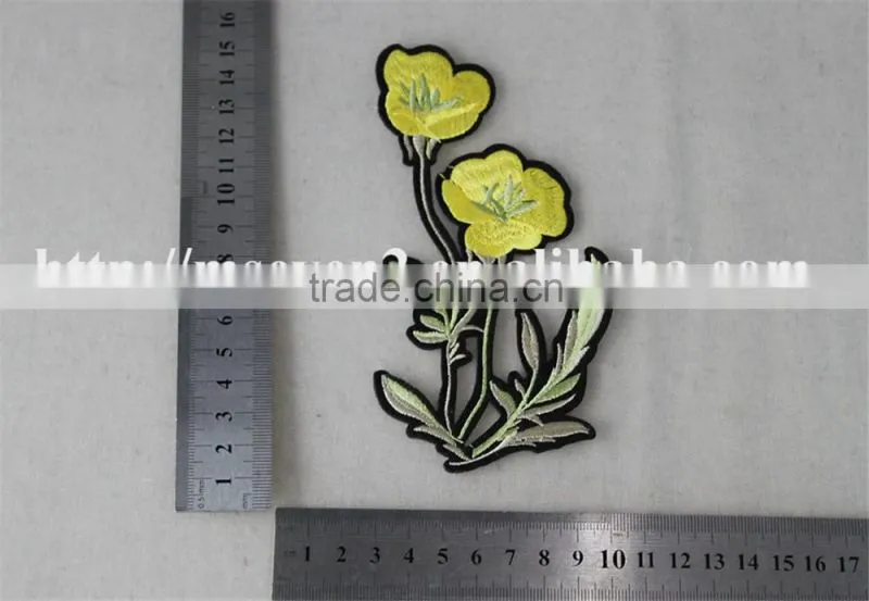 beautiful yellow flower patches customized embroidery patch products for sale