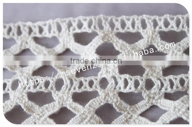 High quality 8cm width off-white crochet cotton fringe trim for garment