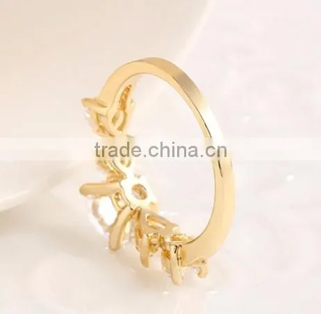Hot sale 18K real gold plated ring fashion new crystal rings wedding