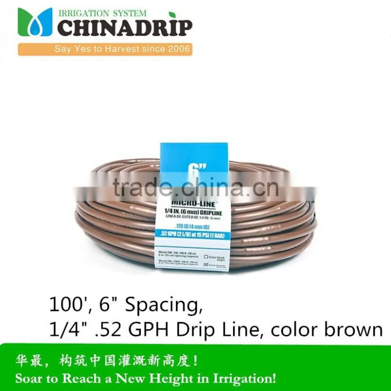 Drip irrigation 6" Spacing 1/4" .52 GPH Drip Line brown irrigation supplies