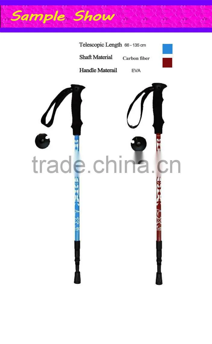 2015 Cheap High Quality Carbon Fiber Walking Stick With Quick Lock For Climbing