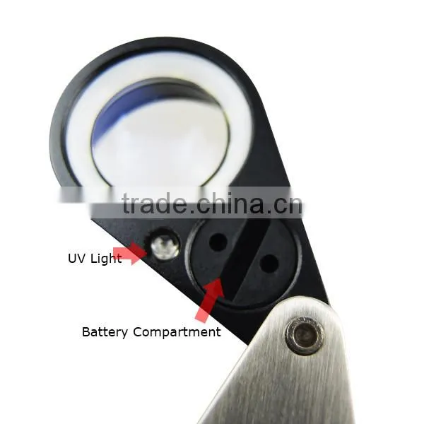 20X Jeweler Loupe Magnifier + LED & UV light 21mm Lens Jewel Identifier Tool